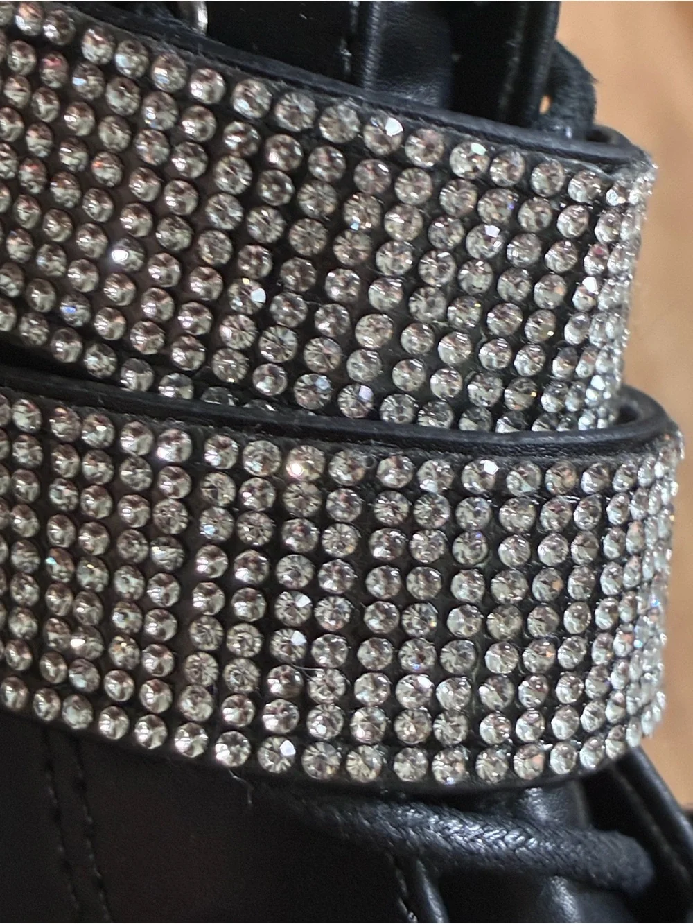 Forever 21 Black Rhinestone Strap Combat Booties